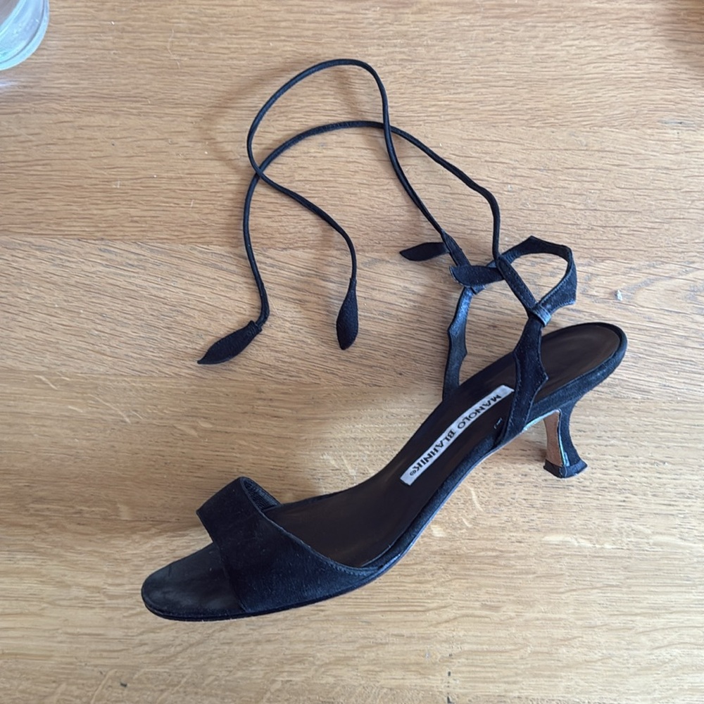 Manolo Blahnik Lace Up Heel Sandals